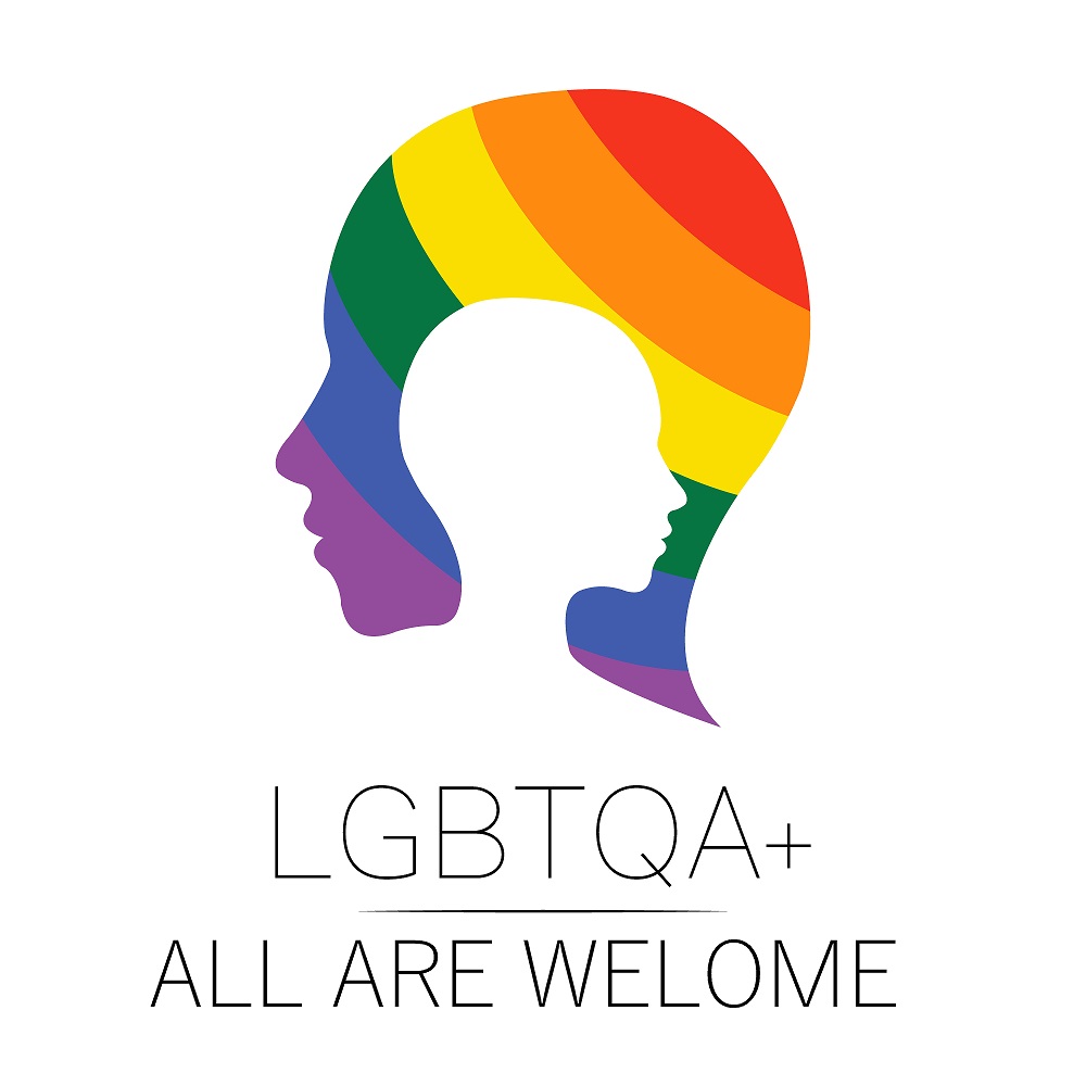 Vector LGBTQA symbol. Pride flag background. Icon for gay, lesbian, bisexual, transsexual, queer and allies person. Can be use for sign activism, psychology or counseling. LGBT isolated on white. LGBTQA Friendly