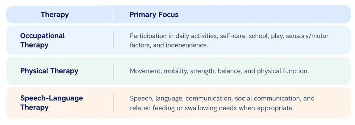 OT vs. PT vs. Speech Therapy